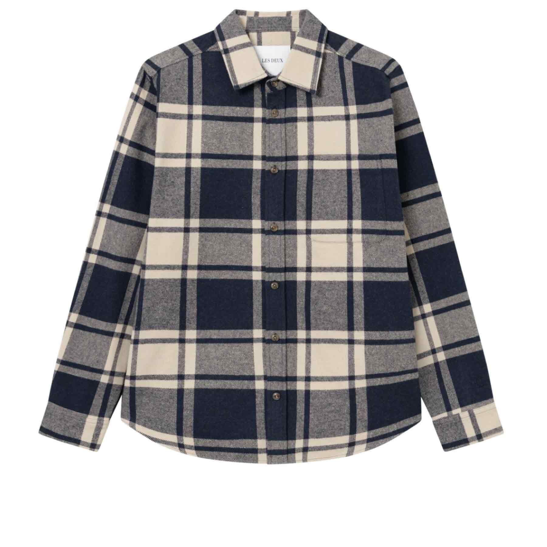 Jeremy Flannel Shirt Dark Navy Light Desert Sand