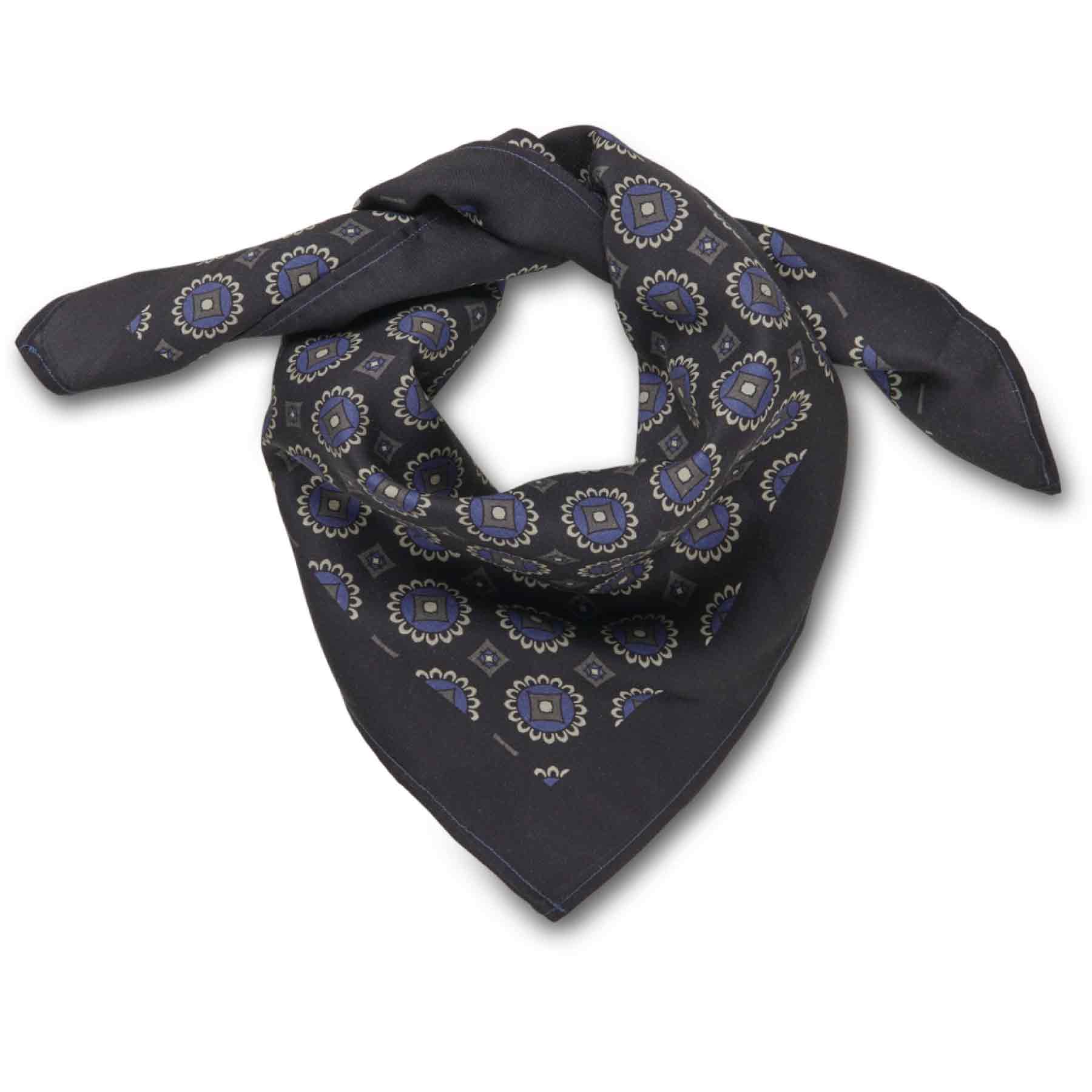 Titus Neckerchief Black Blue Print