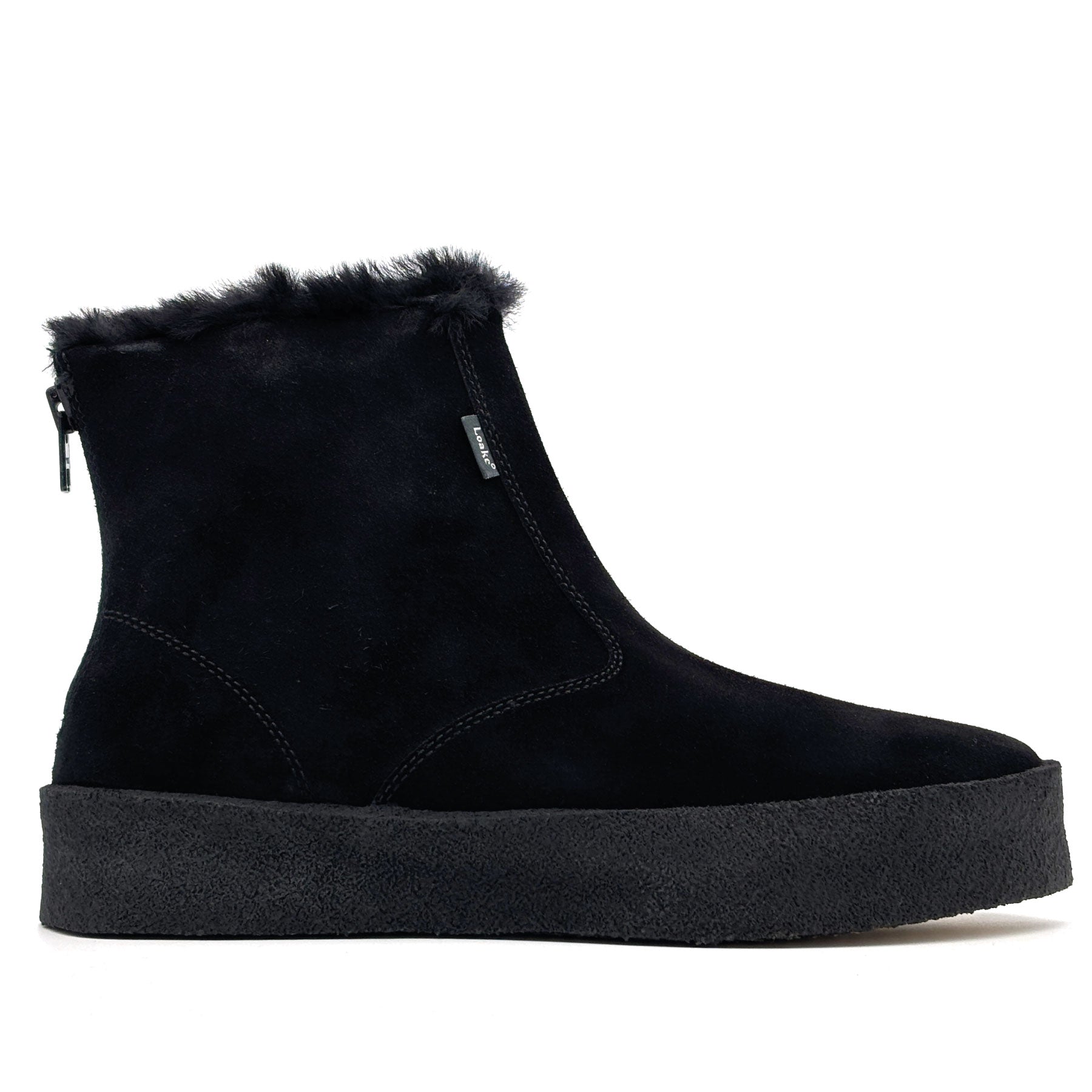 Curling Shearling Boot Black Suede
