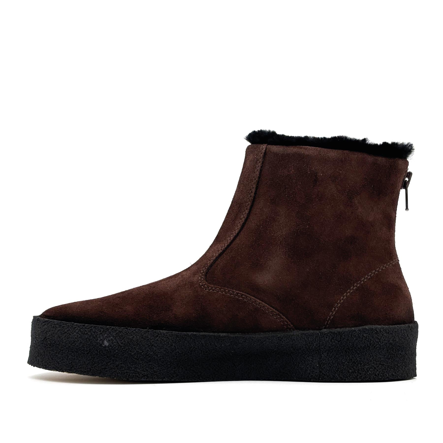 Curling Shearling Boot Brown Suede