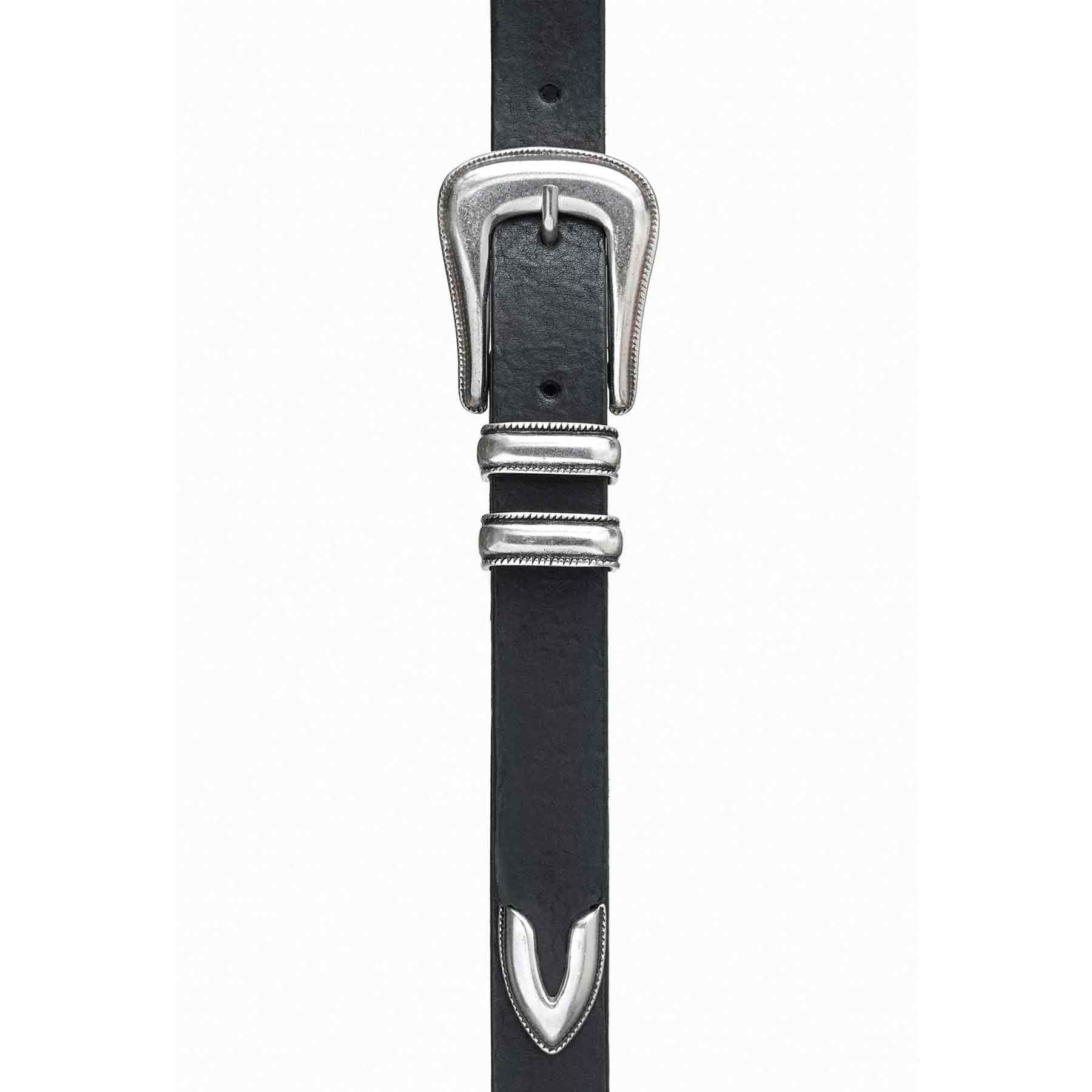 Western Silver Belt Black