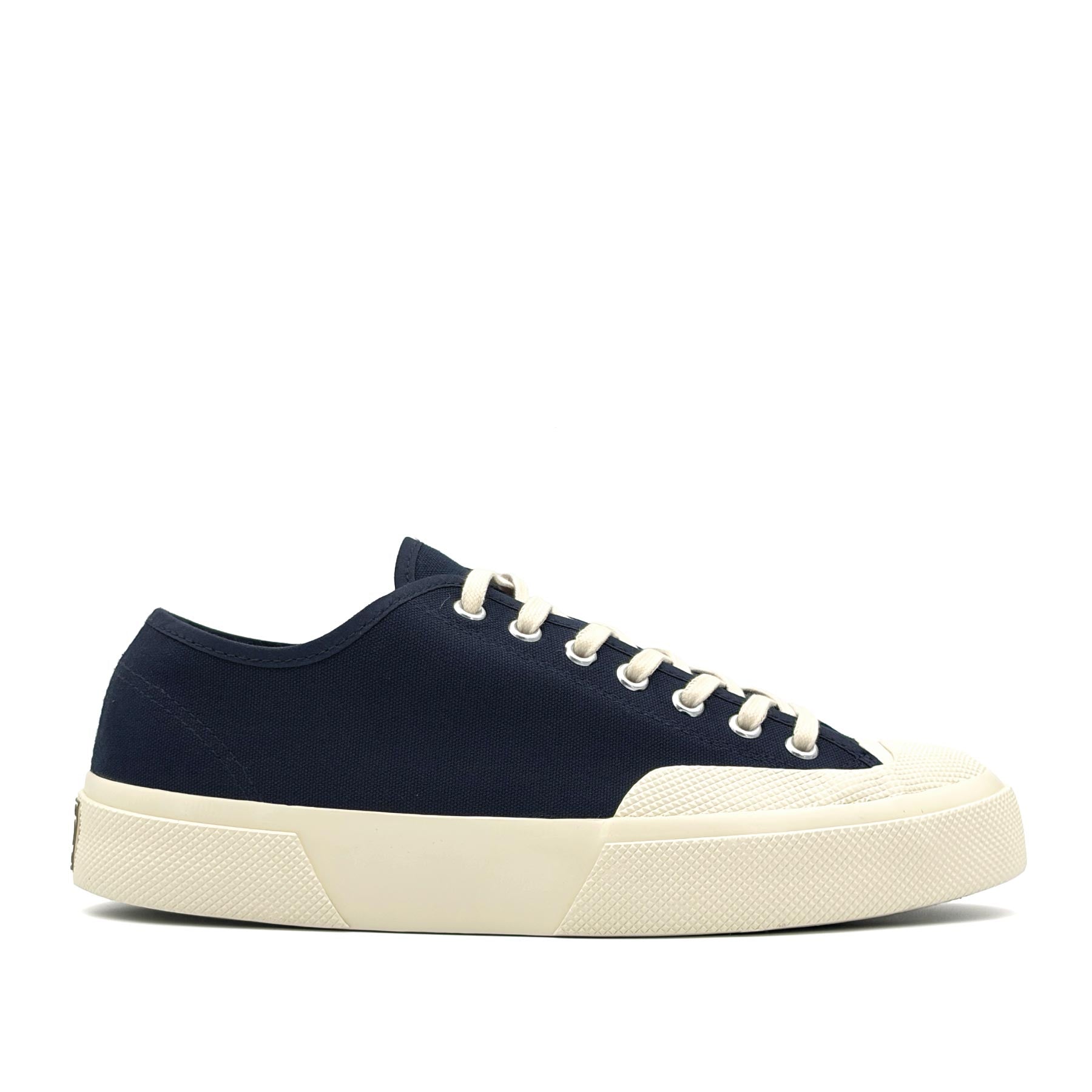 2432 Works Low Cut Cotton Canvas Navy Off White